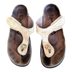 Grubin Australian Tan Leather & Cork Thong Sandals Size EU 37 US 6.5